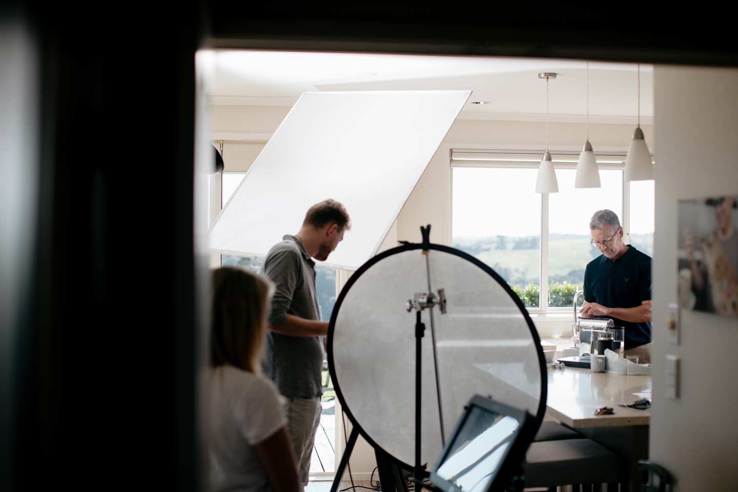 Behind the scenes shooting TV commercial